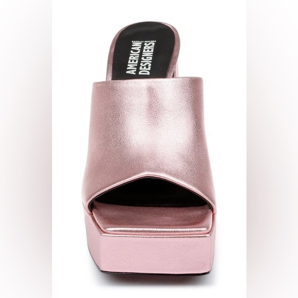 American Designers NIB Metallic Pink Lofty Platform Block Heel Slide Sandals - Picture 3 of 8